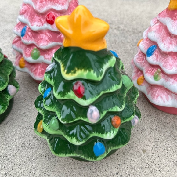 Mr Christmas retro green tree SALT & PEPPER shaker set vintage in box - Picture 10 of 10